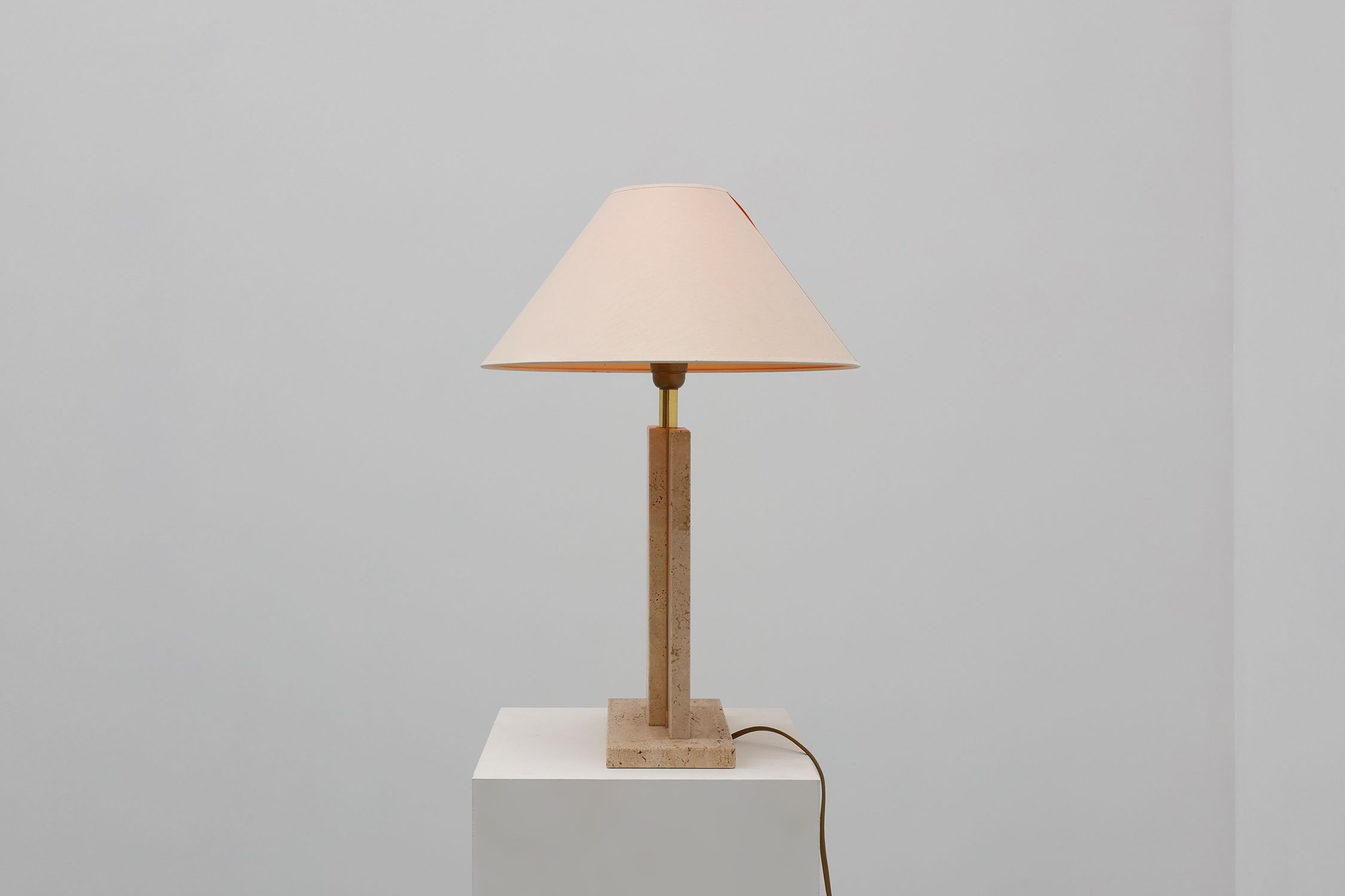 Travertin and messing table lamp by Belino in Hollywood regency stylethumbnail